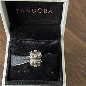 Pandora RETIRED AND RARE two tone Silver and Gold Fusion clip with salmon CZ